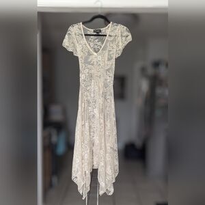 Dolls Kill Widow White Lace Dress Sheer Lace Up